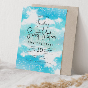 Invitation Aquarelle turquoise Nuages Doux 16 Partie