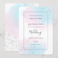 Aquarelle Turquoise rose bleu Argent Confetti Mari