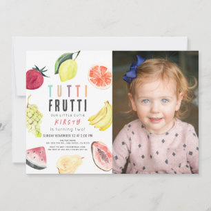 Invitation Aquarelle Tutti Frutti Fruit 2e anniversaire Photo