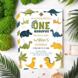 Invitation Aquarelle Un-A-Saurus Dinosaur 1er anniversaire