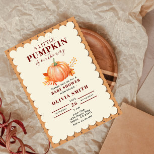 Invitation Aquarelle un Baby shower d'automne un peu Citrouil