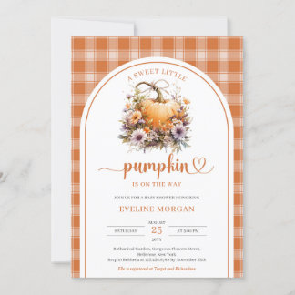 Invitation Aquarelle Un doux petit citrouille plaid automne