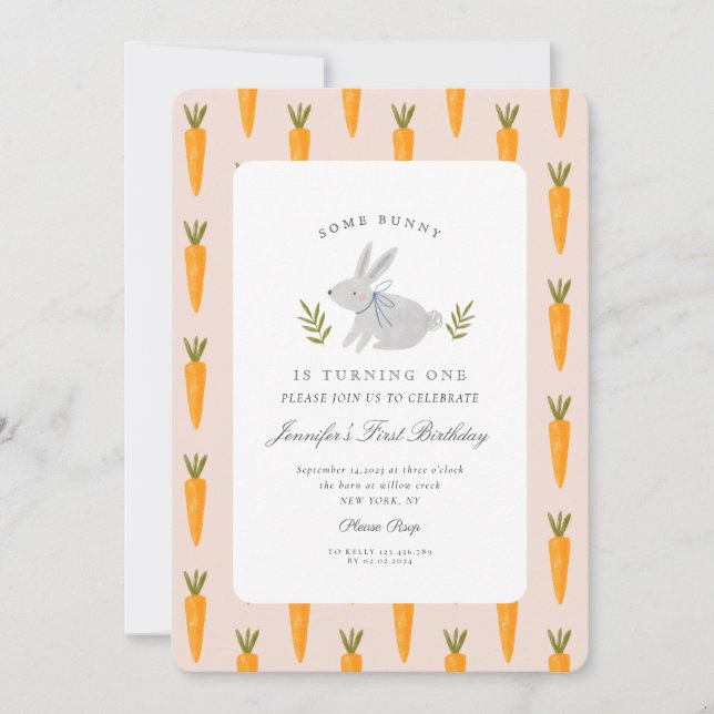 Invitation Aquarelle Un lapin devient un anniversaire (Devant)