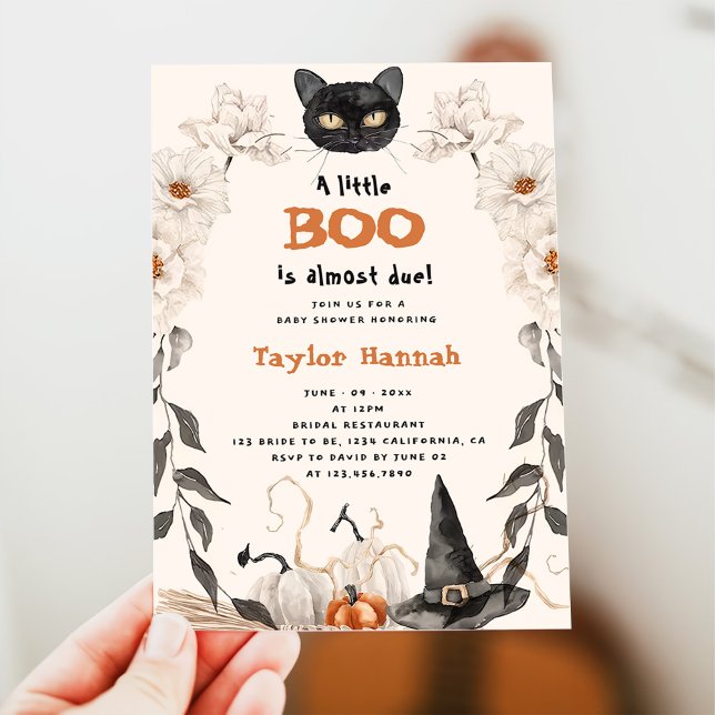 Invitation Aquarelle Un Petit Baby shower Boo Halloween (Créateur téléchargé)