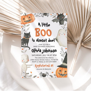 Invitation Aquarelle Un Petit Baby shower Boo Halloween