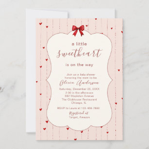 Invitation Aquarelle un petit cœur doux est en route Bébé