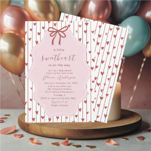 Invitation Aquarelle un petit cœur doux est en route Bébé