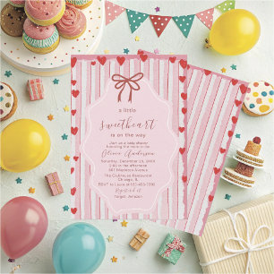 Invitation Aquarelle un petit cœur sucré est en route Bébé