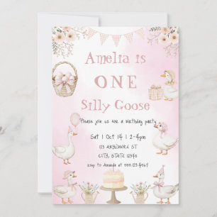 Invitation Aquarelle Une Oie Ridicule Anniversaire Gingham Ro