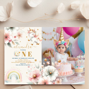 Invitation Aquarelle Unicorne Aquarelle Girl photo d'annivers