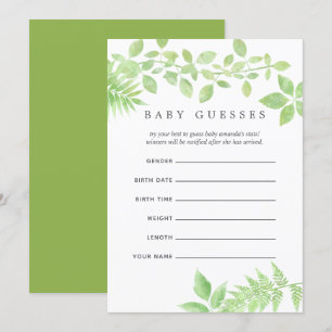 Invitation Aquarelle Verdure Baby shower Baby Guesses