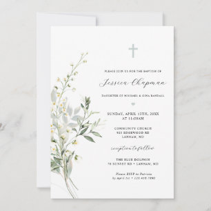 Invitation Aquarelle Verdure Baptême