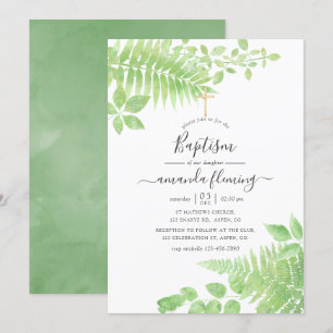 Invitation Aquarelle Verdure Baptême