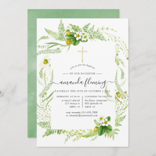 Invitation Aquarelle Verdure Baptême ou baptême