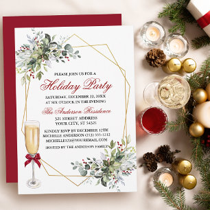 Invitation Aquarelle Verdure Berries Verre de fête de vacance