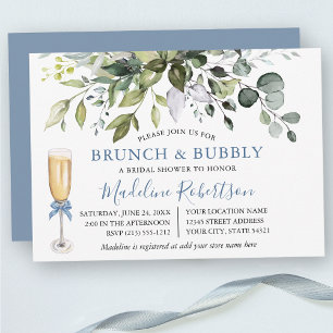 Invitation Aquarelle Verdure Dusty Blue Bridal Brunch