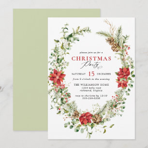 Invitation Aquarelle Verdure Élégante fête de Noël florale