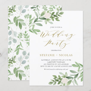 Invitation Aquarelle Verdure et Fleurs Wedding shower