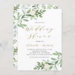 Invitation Aquarelle Verdure et Fleurs Wedding shower<br><div class="desc">Aquarelle Verdure et fleurs Invitation Wedding shower | Famille Invitation et amis à votre wedding shower avec cette invitation personnalisable. Il présente des illustrations aquarelle et motif de feuillage et de fleurs blanches. Cette invitation à la floraison est parfaite pour les douches de printemps et de jardin.</div>