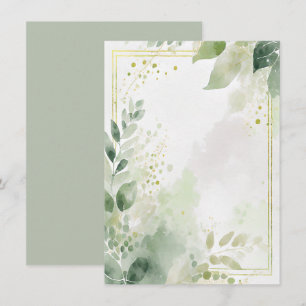 Invitation Aquarelle verdure et or mariage vierge
