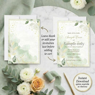 Invitation Aquarelle verdure et or vierge Mariage