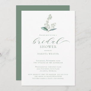 Invitation Aquarelle Verdure Fête des mariées simple