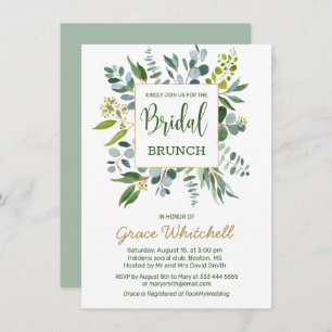 Invitation Aquarelle verdure feuillage Brunch nuptial
