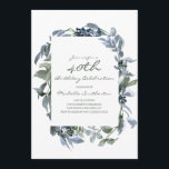Invitation Aquarelle Verdure Feuille 40e anniversaire femme<br><div class="desc">Boho style feuille d'aquarelle verte / verdure sur l'invitation de fête des femmes blanches de 40e anniversaire. Le texte est entièrement personnalisable,  de sorte que cette carte peut être changée pour n'importe quel âge.</div>