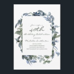 Invitation Aquarelle Verdure Feuille 40e anniversaire femme<br><div class="desc">Boho style feuille d'aquarelle verte / verdure sur l'invitation de fête des femmes blanches de 40e anniversaire. Le texte est entièrement personnalisable,  de sorte que cette carte peut être changée pour n'importe quel âge.</div>