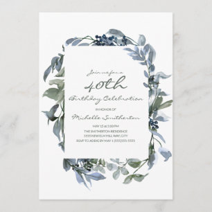 Invitation Aquarelle Verdure Feuille 40e anniversaire femme