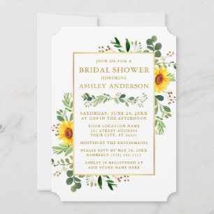 Invitation Aquarelle Verdure Fleurs de soleil Fête des mariée
