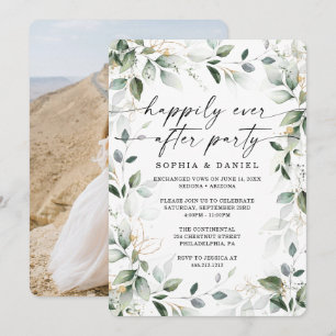 Invitation Aquarelle Verdure Gold Elopement Celebration Inv