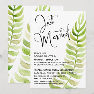 Invitation Aquarelle Verdure Jeune Mariée Séance Post-Mariage