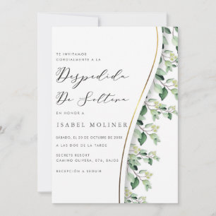 Invitation Aquarelle Verdure Or Fête des mariées espagnole