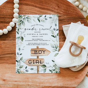 Invitation Aquarelle Verdure Or Genre Baby shower de révélati