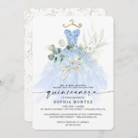 Aquarelle Verdure or Quinceañera Anniversaire Invi