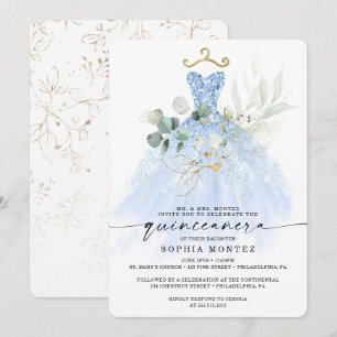 Invitation Aquarelle Verdure or Quinceañera Anniversaire Invi