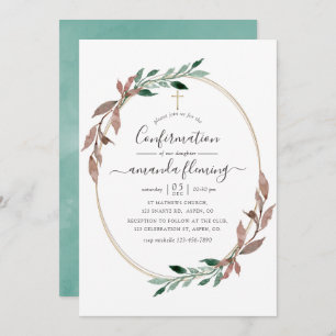 Invitation Aquarelle Verdure rustique Confirmation hivernale