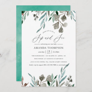 Invitation Aquarelle Verdure rustique Sip et voir