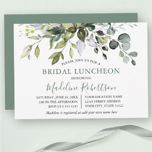 Invitation Aquarelle Verdure Sage Green Bridal Luncheon