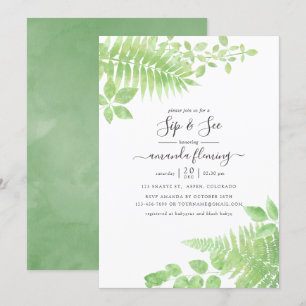 Invitation Aquarelle Verdure Sip and See