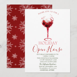Invitation Aquarelle Verre Snowflakes Open House
