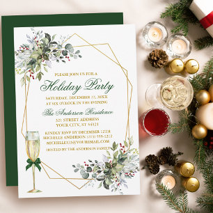 Invitation Aquarelle Vert Berries Vacances Or Vert