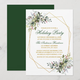 Invitation Aquarelle Vert Berries Vacances Vert Or