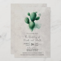 Aquarelle Vert Cactus Gris Sud-Ouest Mariage