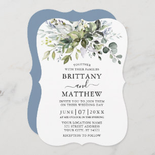 Invitation Aquarelle Vert Dusty Blue Bracket