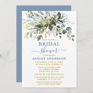 Invitation Aquarelle Vert Fête des mariées Or Dusty bleu