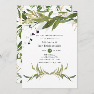 Invitation Aquarelle Vert feuillu Bridesmaids Déjeuner
