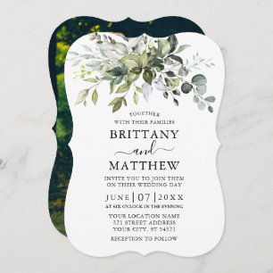 Invitation Aquarelle vert Mariage de la photo