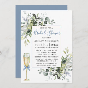 Invitation Aquarelle Vert Verre Douche Dusty Bleu